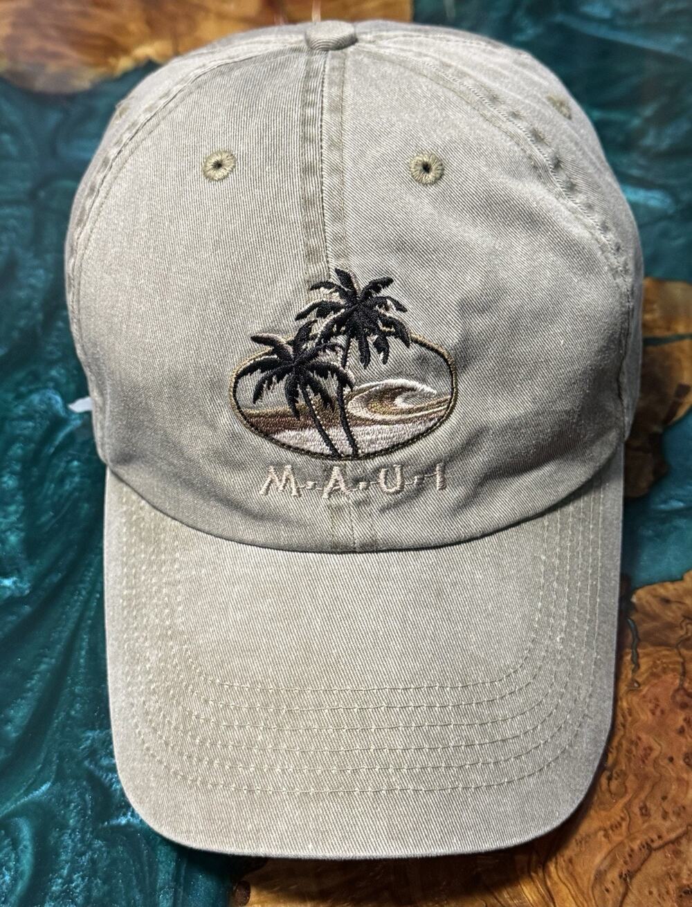 Fahrenheit Maui Hawaii Hat Cap Unisex Olive Embroidered Adjustable Destination